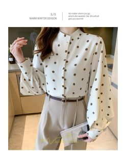 シャツ・ブラウス | シャス ブラウス 春夏 秋 シフォン レディース 長袖 フォーマル オフィス 入学式 入園式 ドット柄 外出 お出かけ ビジネス 20代30代40代50代 通勤 OL