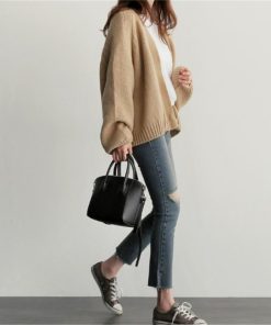 カーディガン | ニットレディース ショート丈 セーター 羽織り 可愛い 長袖 秋物 アウター 20代40代 通学通勤 秋冬服 トップス 無地