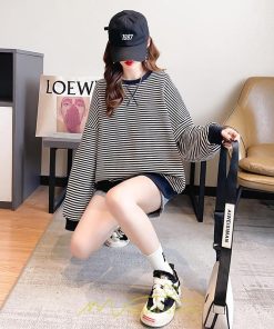 パーカー | トレーナー レディース 長袖 切り替え プルオーバー 大きいサイズ オーバーサイズ ルームウェア ビッグシルエット ボーダー柄 部屋着 お出かけ