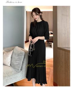 マキシ | ワンピース レデイース ロング丈 長袖 プリーツ ベルト付き 春夏 おしゃれ きれいめ 通勤 二次会 大人 20代 着痩せ 秋新作 30代 40代 エレガント カジュアル