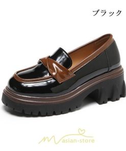 ローファー | 厚底 靴 オフィス 学生 通勤 通学 カジュアル パンプス 太ヒール 春 夏 秋 冬 学生靴 送料無料 コンフォート 学校 フォーマル 疲れにくい 痛くない