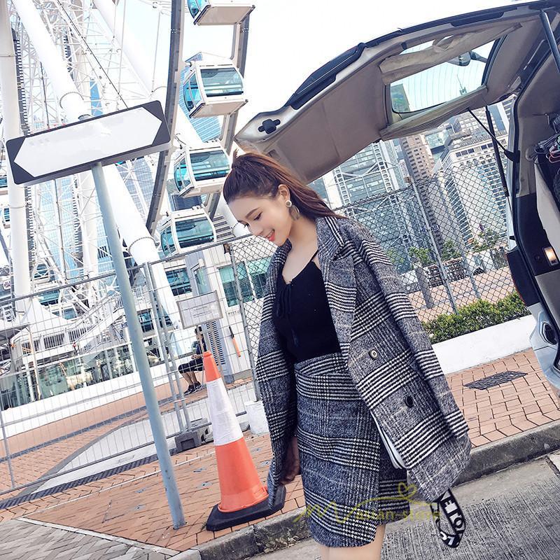 スカートスーツ | セットアップ レディース フォーマルスーツ 千鳥格子柄 アウター スカート ミニ丈 通勤 OL きれいめ オフィス 結婚式 入学 カジュアル