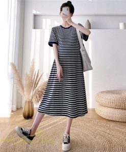 ワンピース | マタニティレディース ストライプ 着痩せ ゆる妊婦服 夏 サマーママ着 大きいサイズ 産前産後 上品 シンプル 大きいサイズ