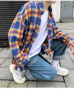 シャツ | ライトアウター 秋服 薄手 メンズ チェック柄 長袖 ポケット 韓国風 カッコウイイ 日常感 ワイドコットン 大きいサイズ トップス 大きいサイズ 男性着