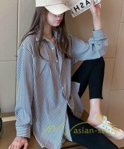 在庫ある | 短納期シャツレディースブラウス ビジネスカジュアルゆったりシャツトップス フォーマルシャツ オフィスブラウス ストライプ 薄手 通学通勤 春夏衣装 着痩せ