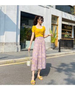 スカート | レディース シフォン フレア マキシ ロングウエストゴム マキシ花柄 ゆったり 20代30代40代50代 通勤通学 普通着 お出かけ お呼ばれ