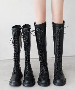 ニーハイブーツ | ロングブーツ レースアップ レディース