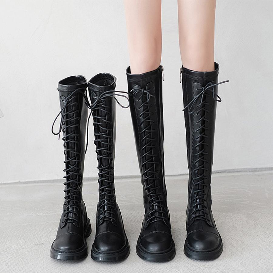 ニーハイブーツ | ロングブーツ レースアップ レディース