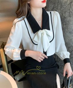 シャツ・ブラウス | ブラウス レディース 長袖 ブラウスシャツ ボウタイ フォーマル チュニック 大人 春 夏 春夏 フォーマル スーツ トップス 20代 ママ 母 30代 リボン付き OL