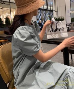 マキシ | ワンピース 半袖 レディース 夏服 ロングワンピース フレアワンピース ギャザー 無地 可愛い 大人 ワンピ 海 50代60代 お出かけ サマー 20代30代40代