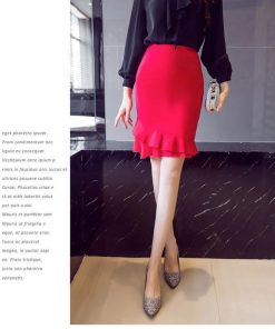 スカート | タイトマーメイドハイウエスト セクシーヒップアップ 膝丈無地 黒 オフィス 30代40代 50代 フォーマル