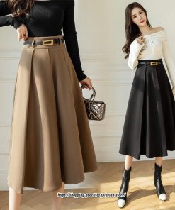スカート | ロング秋 冬 レディース ボトムス ロング フレアAライン プリーツ 30代 40代 50代  ラシャ 送料無料 暖か 2022年秋冬 通勤 通学