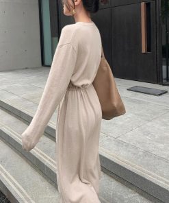 ワンピース | キーネック 大人 おしゃれ ロングワンピ 秋冬 シンプル 上品 ニットレディース セーター暖かい