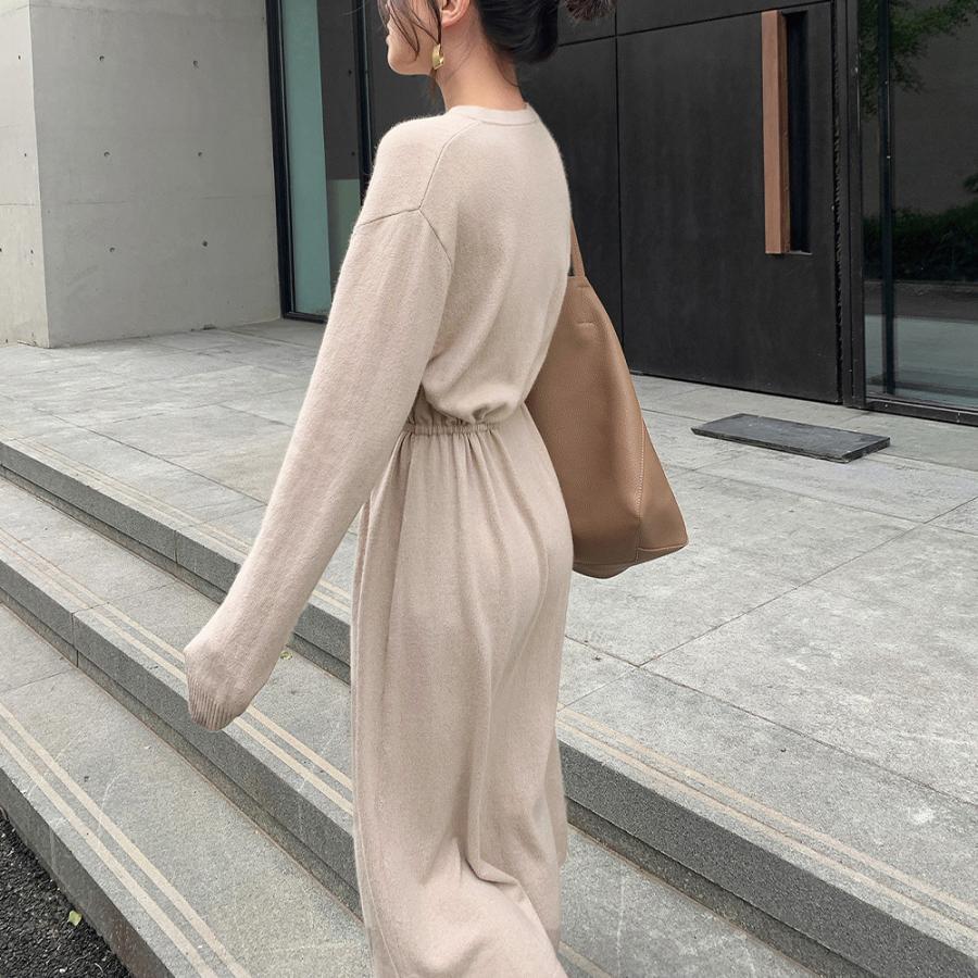 ワンピース | キーネック 大人 おしゃれ ロングワンピ 秋冬 シンプル 上品 ニットレディース セーター暖かい