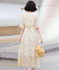 ミディアム | Aラインワンピース レディース ワンピース 着痩せ 上品 ハイウエスト サマーワンピース おしゃれ ゆったり Vネック 20代 30代 通勤 通学 お出かけ 40代 韓国風