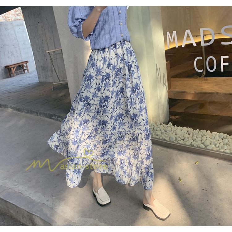 スカート | レディース シフォン フレア マキシ ロングウエストゴム マキシゆったり 普通着 お出かけ お呼ばれ カジュアル 通勤通学 リゾート