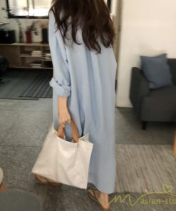 ワンピース | 長袖ロングシャツ20代30代 羽織り 無地 秋物 レディース ロングミモレ丈 大人 綿シャツ ワンピース ママ カジュアル 40代50代