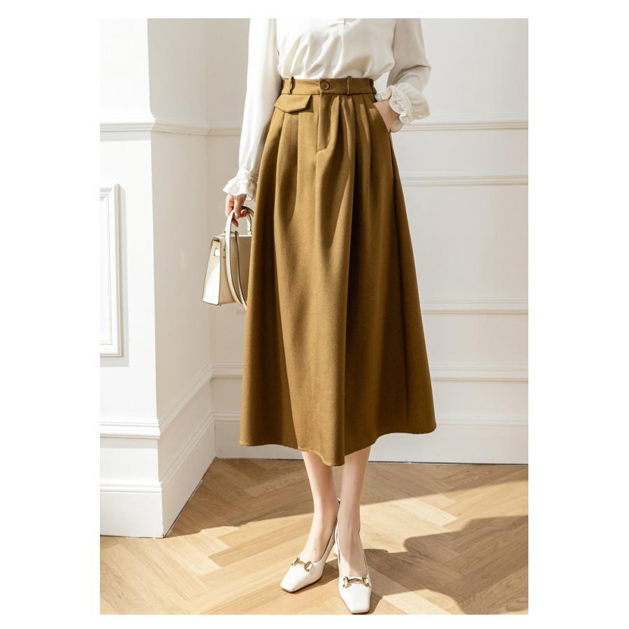 スカート | レディース ロング フレア Aライン 秋冬 ミモレ ハイウエスト 体型カバー キレイめ オシャレ フェミニン 可愛い お出かけ 着痩せ OL 通勤 通学