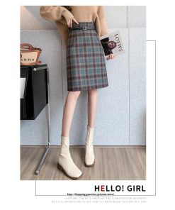 スカート | ミモレ丈 ひざ丈 レディース チェック柄 体型カバー 着痩せ Aライン ハイウエスト 上品 2022新作 通勤 秋冬コーデ オシャレ 韓国風 キレイめ