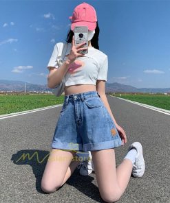 ショートパンツ | ゆったり Aライン デニム デニムパンツ ショートデニム ショーパン 短パン レディース ショート丈 ボトムス ロールアップショートパンツ パンツ