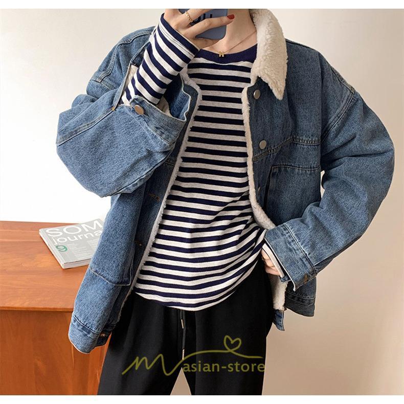 tシャツ・カットソー | 春物 レディース Tシャツ カットソー 長袖 トップス 綿 ボーダー シンプル プルオーバー リブ 柔らか 美ライン スリム ストレッチ 丸ネック 微伸縮 20代30代