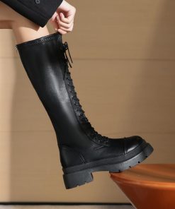 ニーハイブーツ | レースアップ ロングブーツ 厚底 韓国