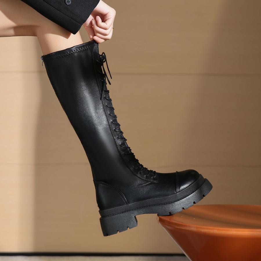 ニーハイブーツ | レースアップ ロングブーツ 厚底 韓国