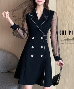 ドレス | ワンピース 黒 チュール袖ミニワンピース