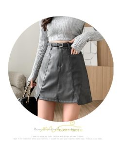 スカート | ミニ秋冬 レザー 無地 レディース 40代 Aライン 30代 20代 50代 着痩せ 通勤 オシャレ カジュアル オフィス OL 着痩せ ベルト付き