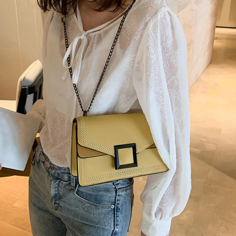 ショルダーバッグ | スクエアバッグ かばんブラック 肩掛け チェーンバッグ 斜めがけ ミニレディース 小さめ レザー 大人