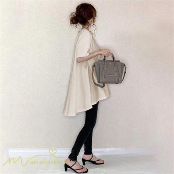 tシャツ・カットソー | Tシャツ レディース 半袖 カジュアル クルーネック おしゃれ 女性用 シンプル 無地 フレア カジュアル 可愛い トップス カットソー 4色 上品 フリーサイズ