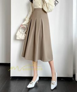 スカート | ハイウエスト ロングレトロ Aライン女性 マキシ丈ボトムス 春秋夏 お洒落 通勤 エレガント プリーツ20代30代40代