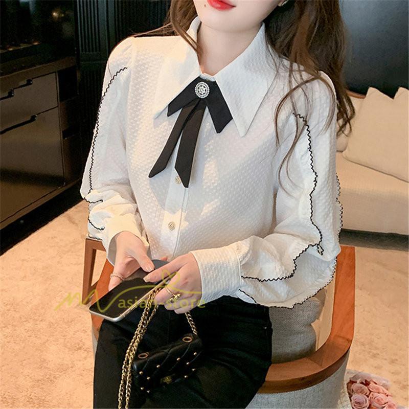 シャツ・ブラウス | スカーフタイシャツ トップス シャツ シャツ ブラウス レディース カジュアル フェミニン 春 秋 冬 きれいめ 着痩せ 韓国ファッション 20代30代40代 夏物 上品