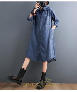 シャツ・ブラウス | デニム ロングシャツ シャツワンピ レディース 長袖 シャツ ロング ミモレ丈 脚長効果 大きいサイズ 体型カバー 着痩せ 20代30代40代50代