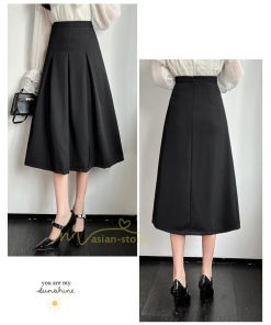 スカート | ハイウエスト ロングレトロ Aライン女性 マキシ丈ボトムス 春秋夏 お洒落 通勤 エレガント プリーツ20代30代40代