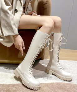 ニーハイブーツ | ロングブーツ レディース レースアップ靴