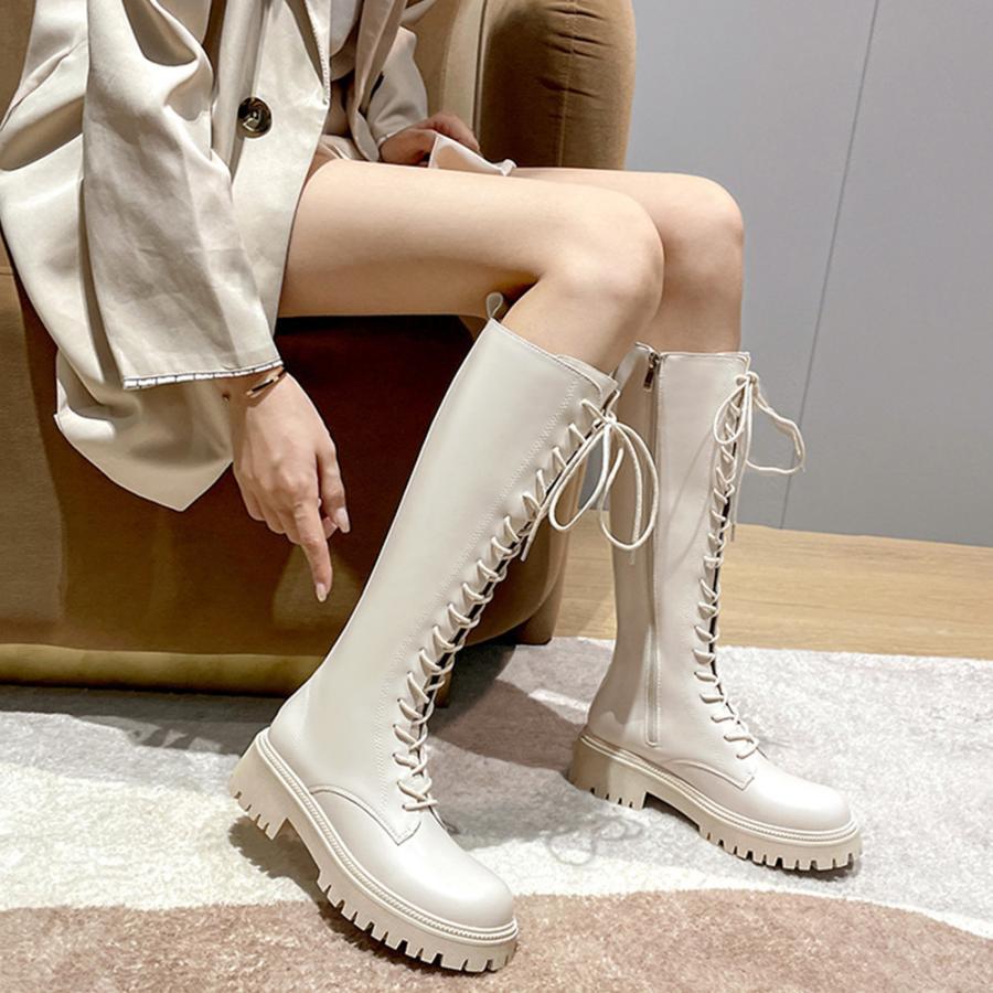 ニーハイブーツ | ロングブーツ レディース レースアップ靴