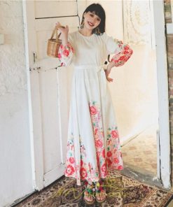 マキシ | ワンピース 長袖 夏 秋 レディース シフォン きれいめ ロング リゾート 体型カバー イベント デート 女子会 エスニック風 旅行 楽ちん 外出 ジャーニー