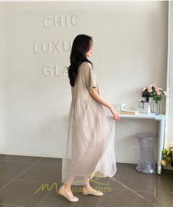 マキシ | ワンピース レディース マキシ丈 コットン 体型カバー 着痩せ 韓国風 30代 40代 50代 丸ネック 通勤 OL 新作 2022 お出かけ デート おしゃれ キレイめ