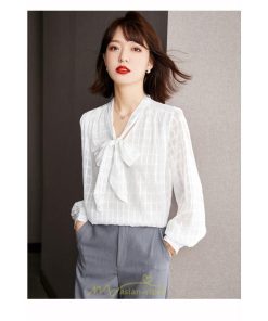 シャツ・ブラウス | ブラウス シャツ 秋 秋服 レディース 蝶結び チェック柄 春 秋 新作 シフォン 長袖 ゆったり 可愛い キレイめ エレガント おしゃれ お出かけ 通勤 カジュアル