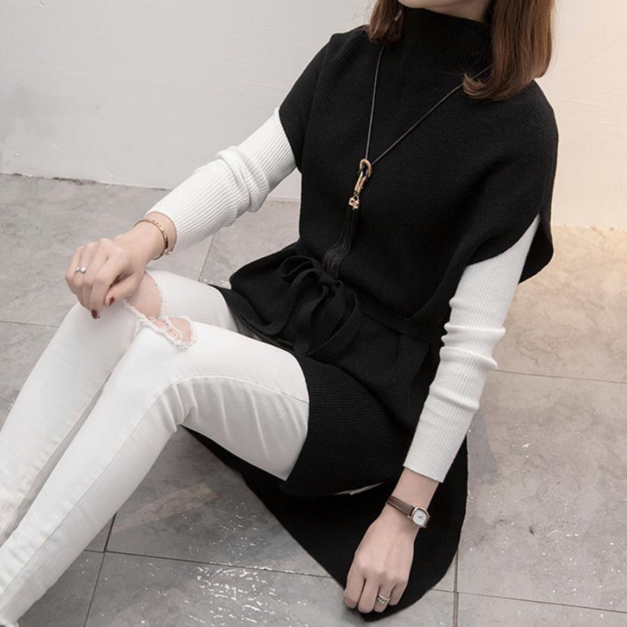 ニット・セーター | ノースリーブ ニットチュニック 韓国風