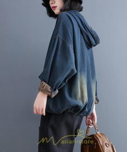 シャツ・ブラウス | デニムシャツ レディース長袖 トップス ブラウス ブルー 春 秋 カジュアル シャツ おしゃれ 可愛い マタニティ フード カジュアル 大きいサイズ 送料無料