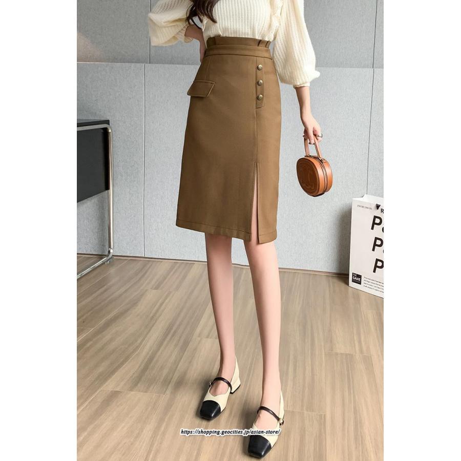 スカート | 膝丈 ひざ丈 秋冬新作 ミモレ丈 カジュアル Aライン スリット 優雅 上品 キレイめ 着痩せ 2022新作 通勤 40代 20代 通学 30代 大人フェミニン 50代