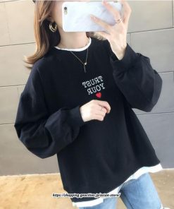 パーカー | 送料無料 重ね着 トレーナー レディース レイヤード フェイクレイヤード カットソー スウェット アルファベット刺繍 体型カバー トップス 長袖