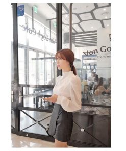 在庫ある | 短納期シフォンブラウスレディース パフスリーブシャツ ビジネスブラウストップス オフィスフォーマルシャツブラウス 薄手 春夏秋衣装 通学通勤 着痩せ 無地 OL