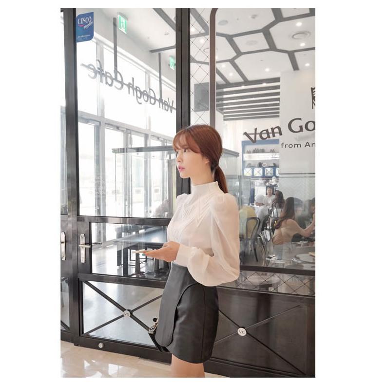 在庫ある | 短納期シフォンブラウスレディース パフスリーブシャツ ビジネスブラウストップス オフィスフォーマルシャツブラウス 薄手 春夏秋衣装 通学通勤 着痩せ 無地 OL