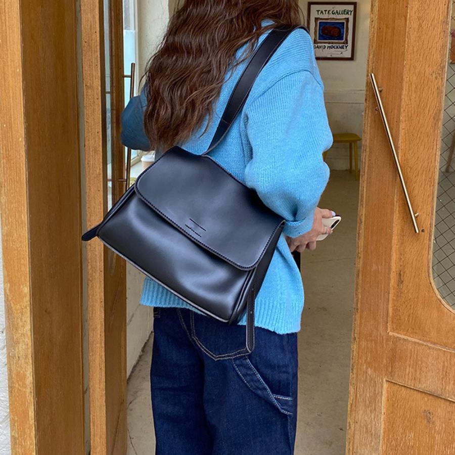 ショルダーバッグ | シンプル 韓国風 2way肩掛けバッグ 斜めがけバッグ 通学 フェイクレザー フリップバッグ レディース 通勤