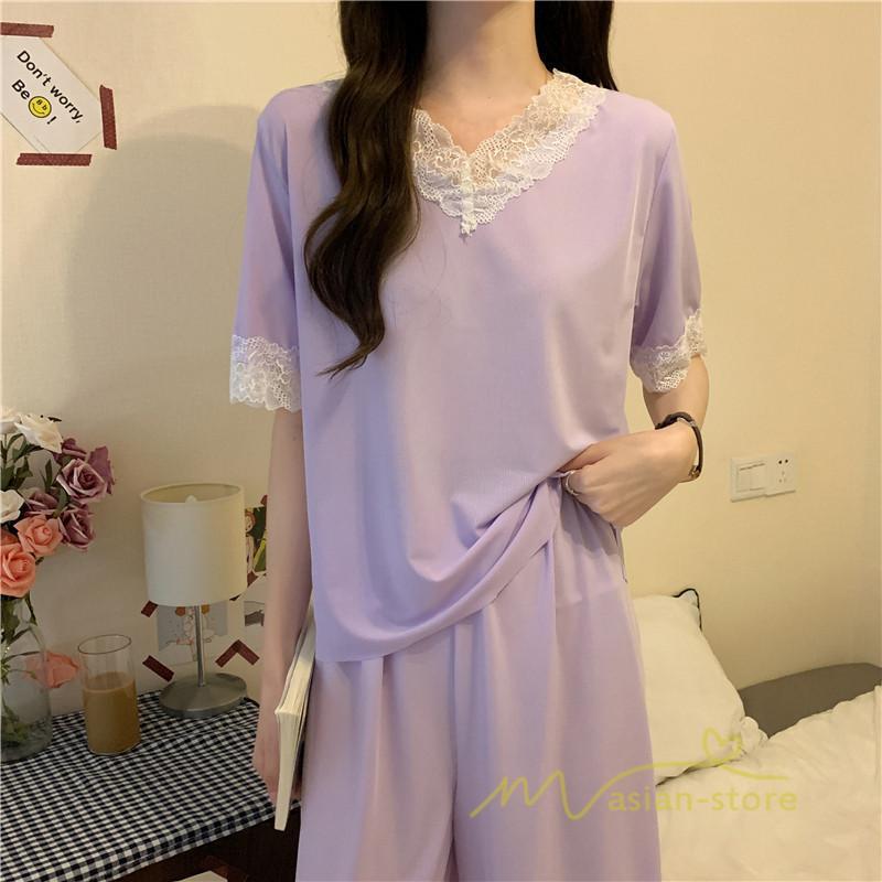 パジャマ ルームウェア | パジャマ レディース 夏 半袖 ルームウェア 涼しい 部屋着 ナイトウェア 寝間着 柔らかく軽い薄手の快適Tシャツパジャマ 部屋着 薄手パジャマ 上下セット