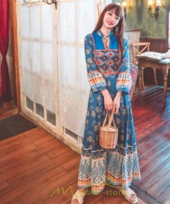 マキシ | ワンピース ロングワンピース マキシ丈 ロング丈 文芸風 長袖 ゆったり エスニック風 民族風 体型カバー フレア フェミニン 可愛い 着痩せ ナチュラル おしゃれ