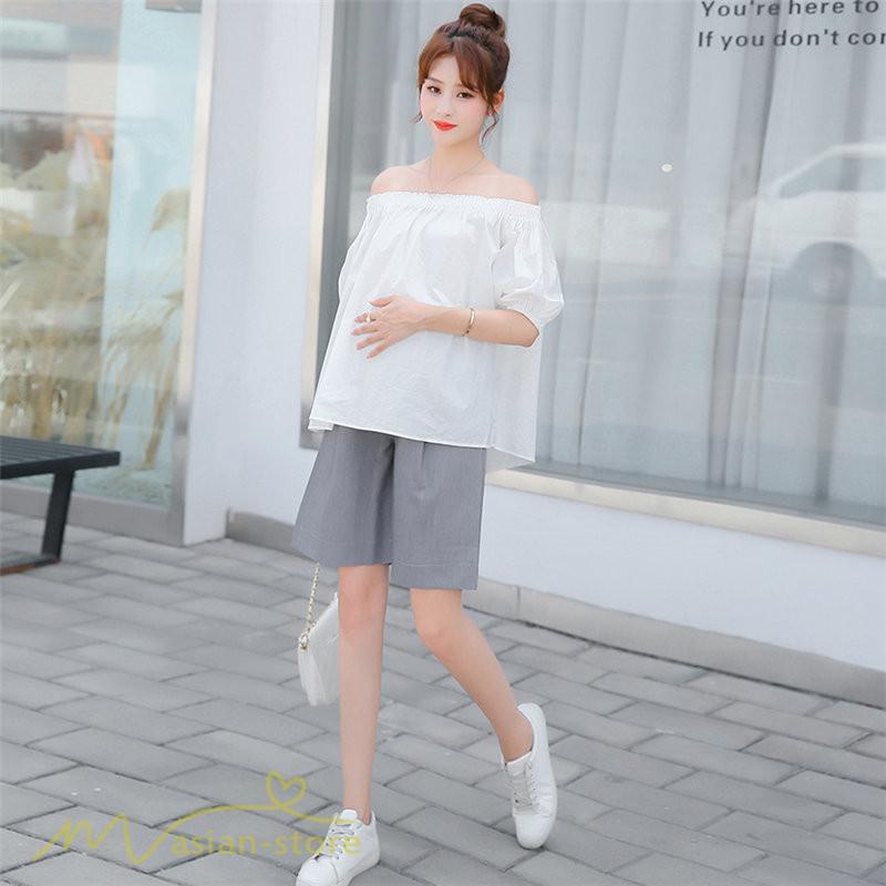 パンツ レギンス | ハーフパンツ ワイドパンツ マタニティパンツ ゆったり おしゃれ 上品 大きいサイズ 上品 マタニティウェア ポケット付き ウエスト調整 サマー 妊婦服 ママ